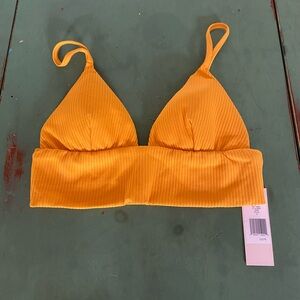 Eberjey Alta Mare NEW Gold Ribbed Bikini Top Size Medium- Mustard